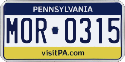 PA license plate MOR0315