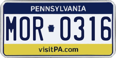 PA license plate MOR0316