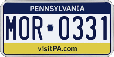PA license plate MOR0331