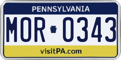 PA license plate MOR0343