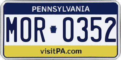 PA license plate MOR0352