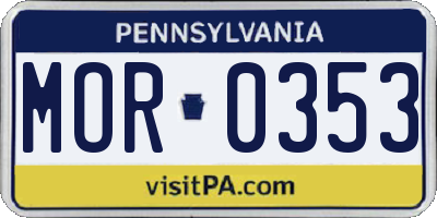 PA license plate MOR0353