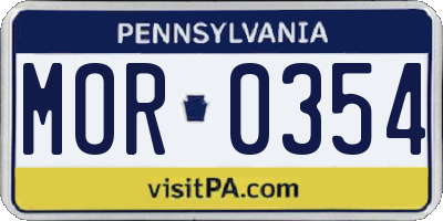 PA license plate MOR0354