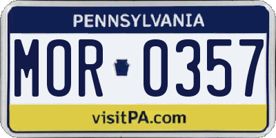 PA license plate MOR0357