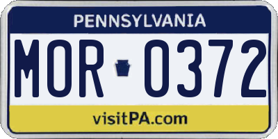 PA license plate MOR0372