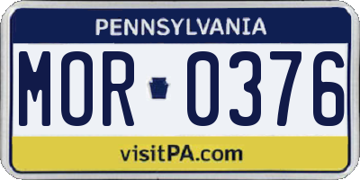 PA license plate MOR0376