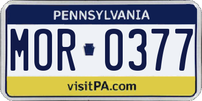 PA license plate MOR0377