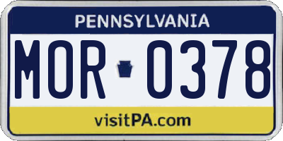 PA license plate MOR0378