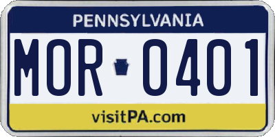 PA license plate MOR0401
