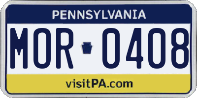 PA license plate MOR0408