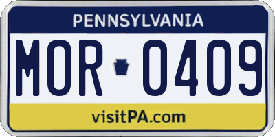 PA license plate MOR0409