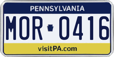 PA license plate MOR0416