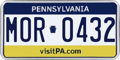 PA license plate MOR0432