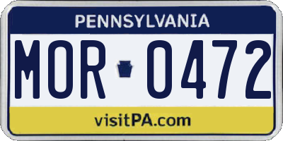 PA license plate MOR0472