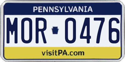 PA license plate MOR0476