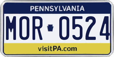 PA license plate MOR0524