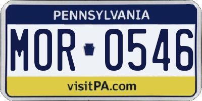 PA license plate MOR0546