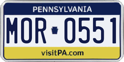 PA license plate MOR0551