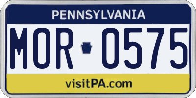 PA license plate MOR0575