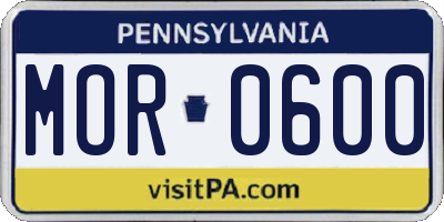 PA license plate MOR0600