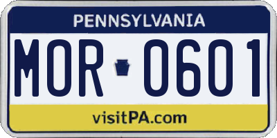 PA license plate MOR0601