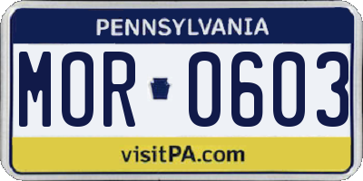 PA license plate MOR0603