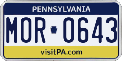 PA license plate MOR0643