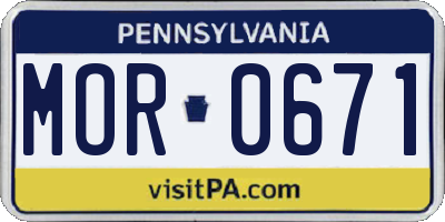 PA license plate MOR0671