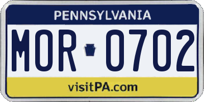 PA license plate MOR0702