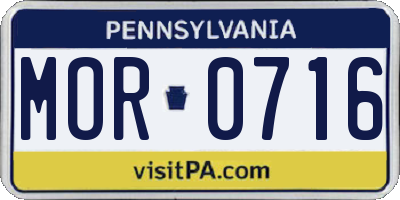 PA license plate MOR0716