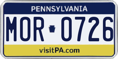 PA license plate MOR0726