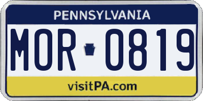 PA license plate MOR0819