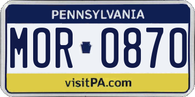 PA license plate MOR0870