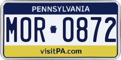 PA license plate MOR0872