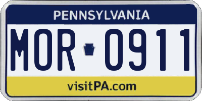 PA license plate MOR0911