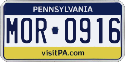 PA license plate MOR0916