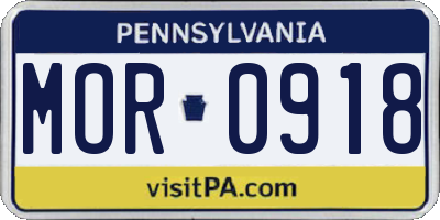 PA license plate MOR0918