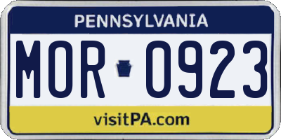 PA license plate MOR0923