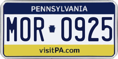 PA license plate MOR0925
