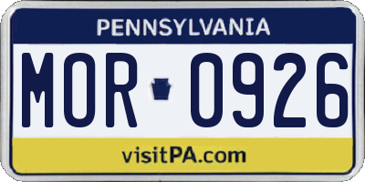 PA license plate MOR0926