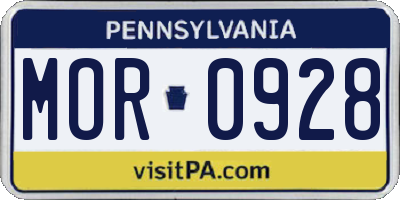 PA license plate MOR0928