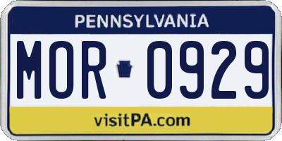 PA license plate MOR0929