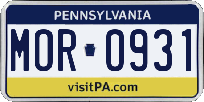 PA license plate MOR0931