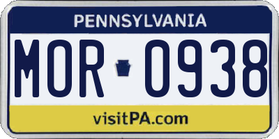 PA license plate MOR0938