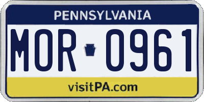 PA license plate MOR0961