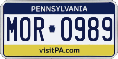 PA license plate MOR0989