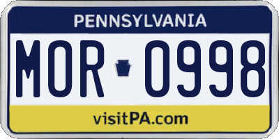 PA license plate MOR0998