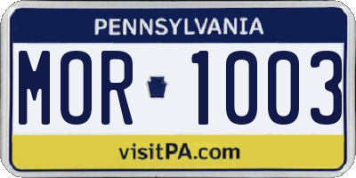 PA license plate MOR1003