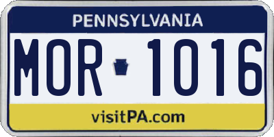 PA license plate MOR1016