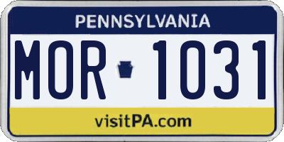 PA license plate MOR1031
